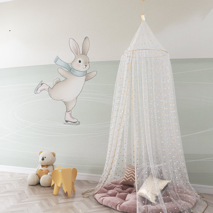 Kinderkamer behang | Konijn schaatser op het ijs