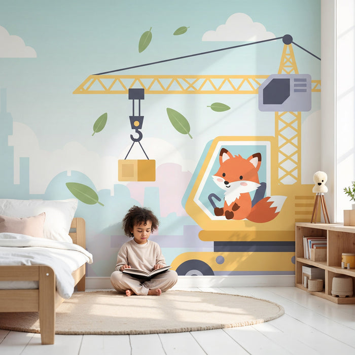 Carta da parati bambini | La volpe e la costruzione