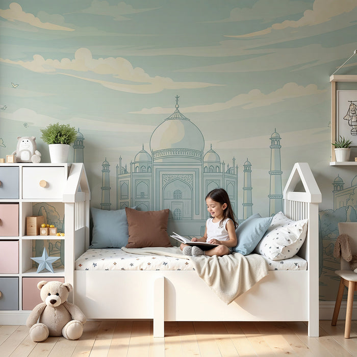 Carta da parati per camera bambini | Il Taj Mahal e il suo giardino incantato
