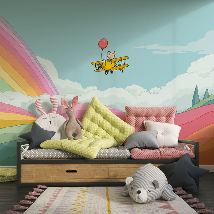 Papier peint chambre enfant | Le voyage magique dans le ciel coloré