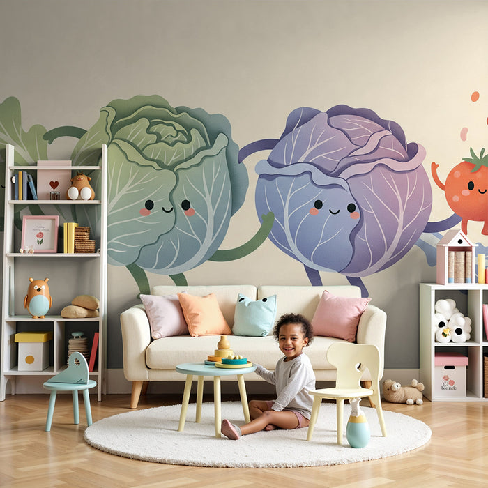 Kids' Room Wallpaper | Playful Colorful Vegetables for a Cheerful Look