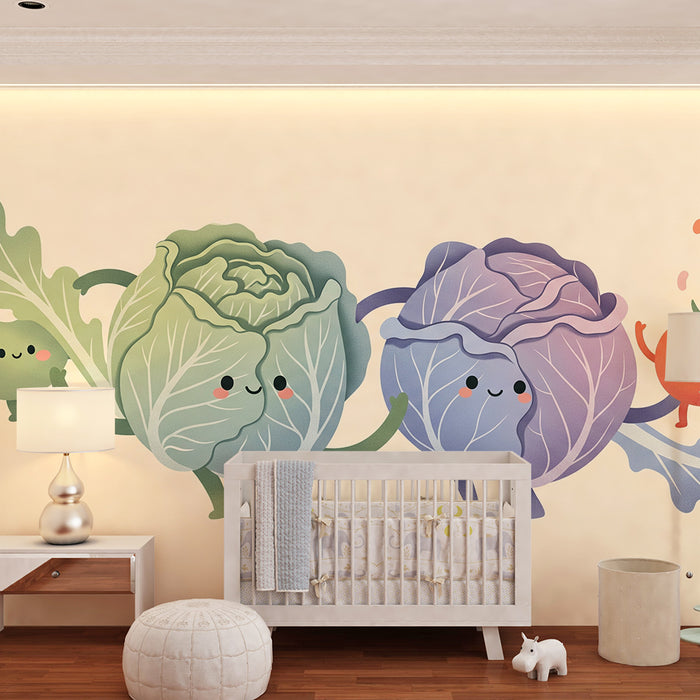 Kids' Room Wallpaper | Playful Colorful Vegetables for a Cheerful Look