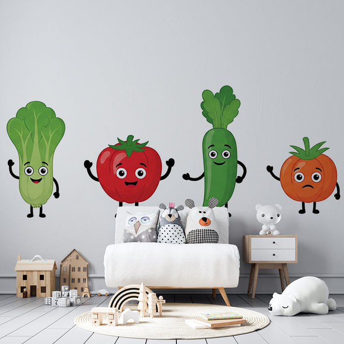 Kids' Room Wallpaper | Playful Colorful Vegetables for a Cheerful Decor
