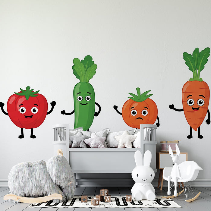 Kids' Room Wallpaper | Playful Colorful Vegetables for a Cheerful Decor