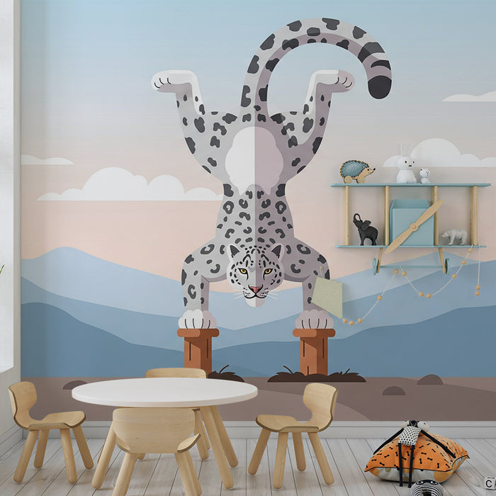 Tapet pentru camera copilului | Leopard acrobat în natură