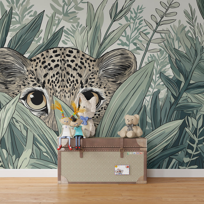 Tapety dla dzieci | Ciekawy leopard w dżungli