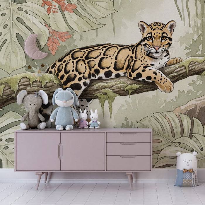 Papier peint chambre enfant | Léopard dans la jungle