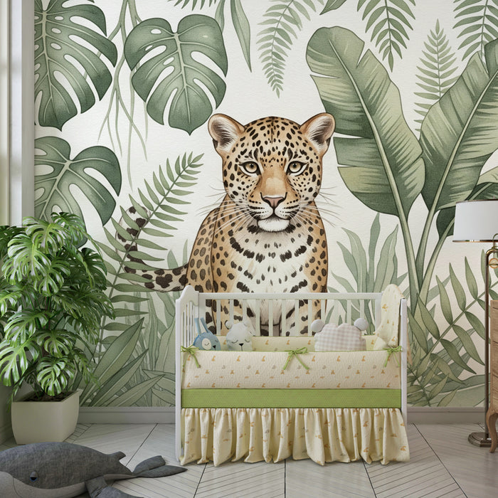 Papel de parede criança | Leopardo na selva luxuriante