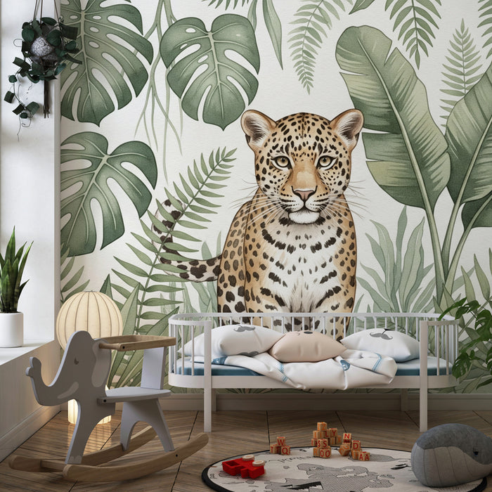 Papel de parede criança | Leopardo na selva luxuriante
