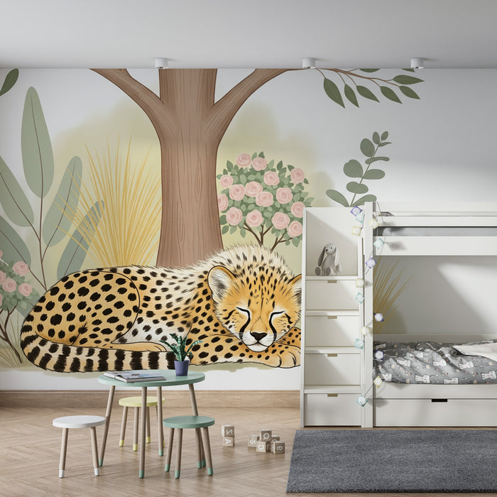 Papier de parede otroška soba | Zaspan leopard sredi mirne narave
