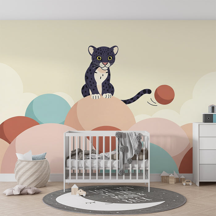 Barntapet | Leopard spelar på färgglada bollar