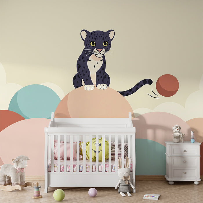 Barntapet | Leopard spelar på färgglada bollar