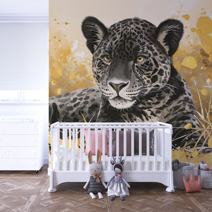 Kinderkamer behang | Majestueuze luipaard in de savanne