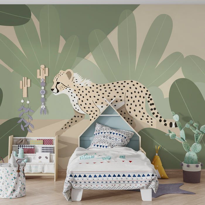Carta da parati bambini | Leopardo che cammina nella giungla