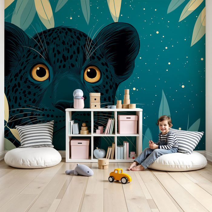 Papier peint chambre enfant | Léopard mystérieux dans la jungle