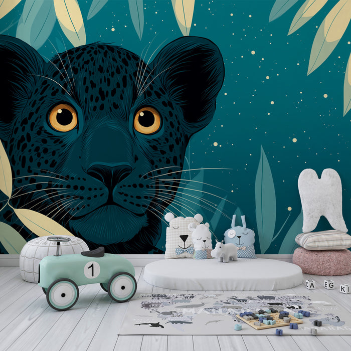 Papier peint chambre enfant | Léopard mystérieux dans la jungle