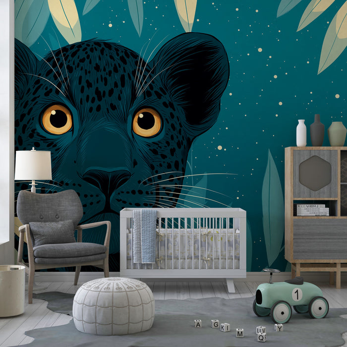 Papier peint chambre enfant | Léopard mystérieux dans la jungle