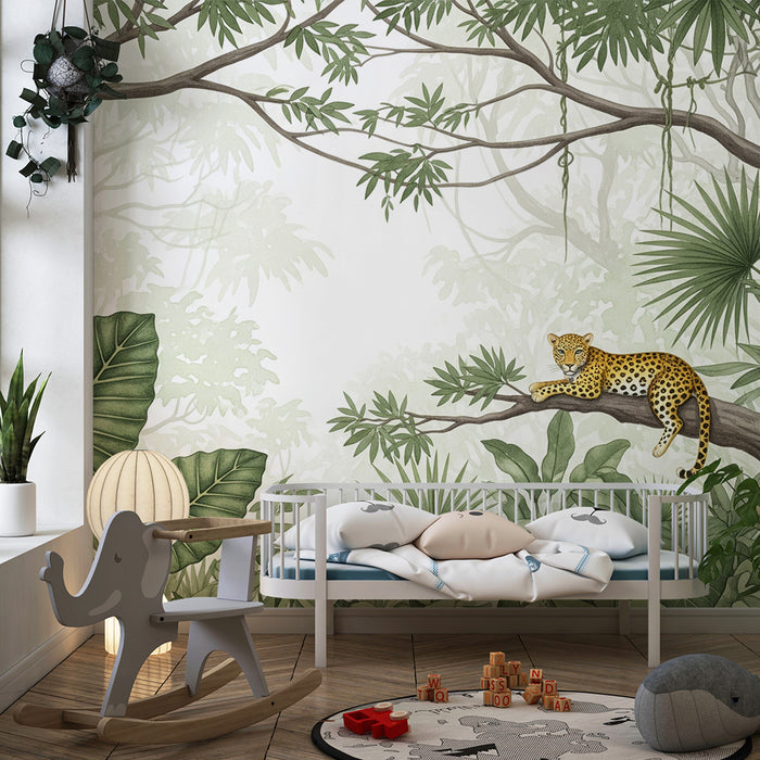 Papel de parede criança | Leopard liniștit într-o junglă luxuriantă