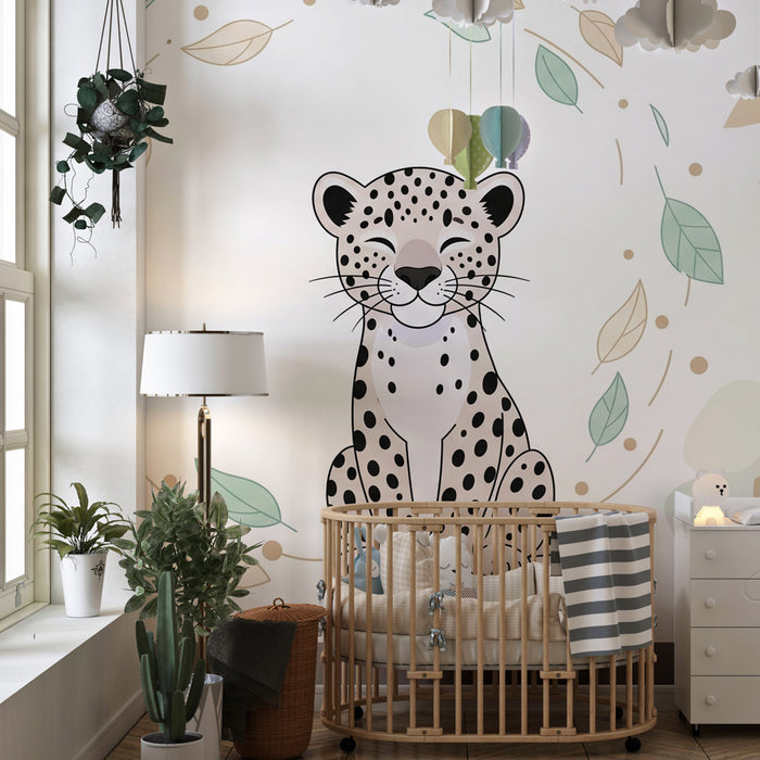 Dječja soba tapeta | Osmijehujući leopard usred džungle