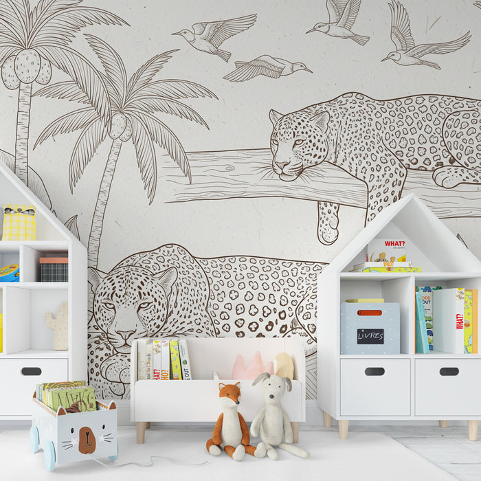 Papier peint chambre enfant | Léopards dans la jungle