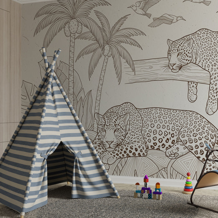 Papier peint chambre enfant | Léopards dans la jungle