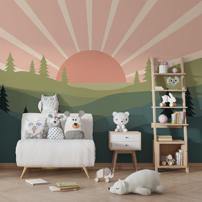 Barntapet | Soluppgång över gröna kullar