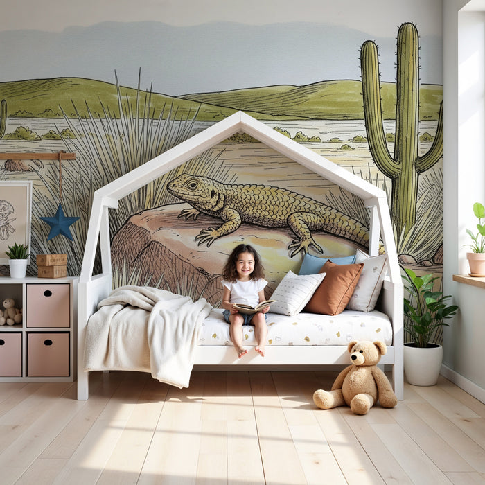 Kids room wallpaper | Lizard in the middle of the desert