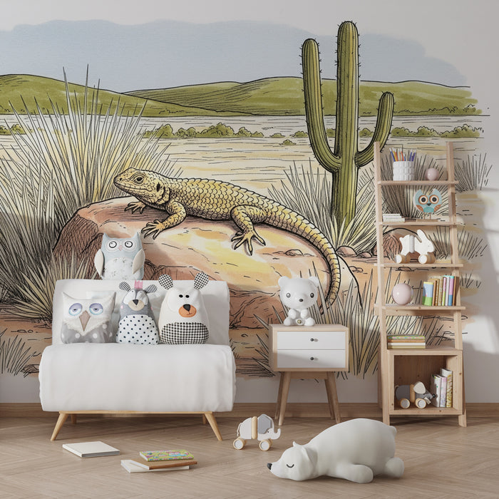 Kids room wallpaper | Lizard in the middle of the desert