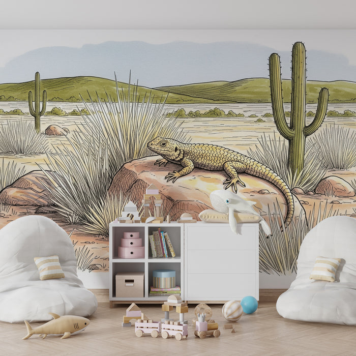 Kids room wallpaper | Lizard in the middle of the desert