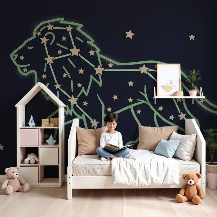 Carta da parati bambini | Costellazione di leoni nel cielo stellato