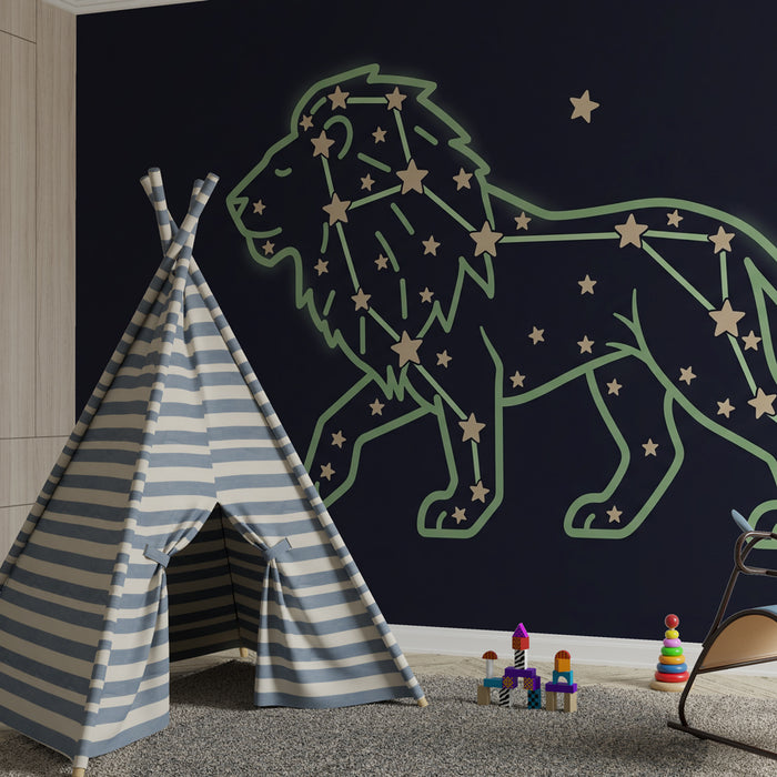 Carta da parati bambini | Costellazione di leoni nel cielo stellato