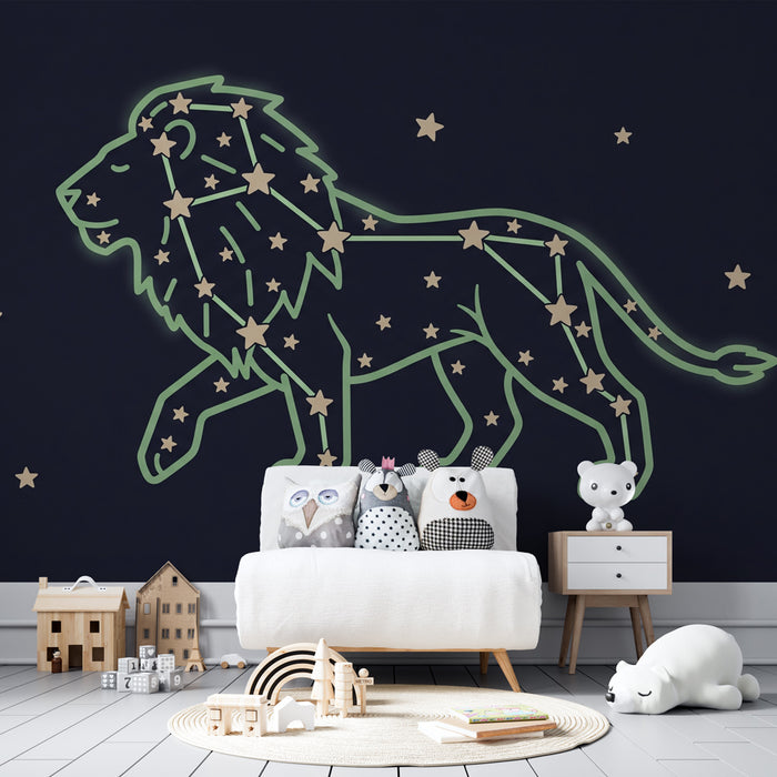 Carta da parati bambini | Costellazione di leoni nel cielo stellato