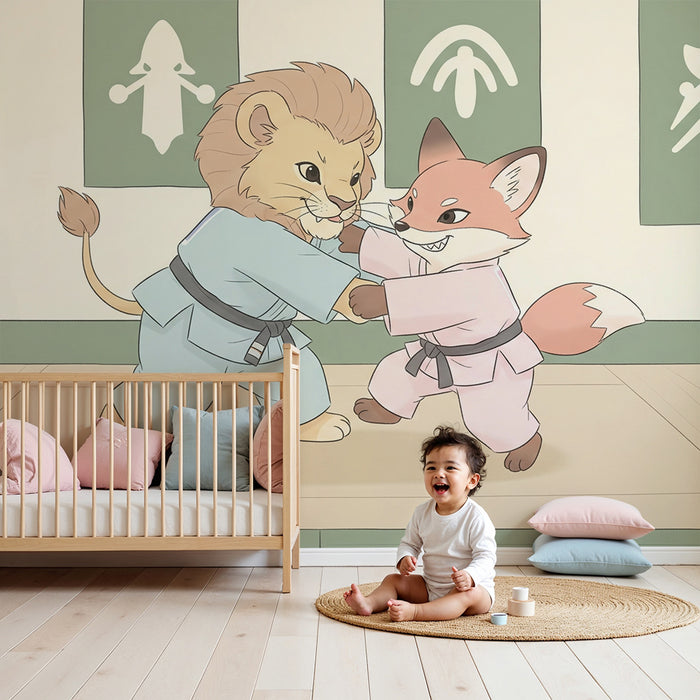 Papier de parede criança | Lev in lisica v borilnih veščinah