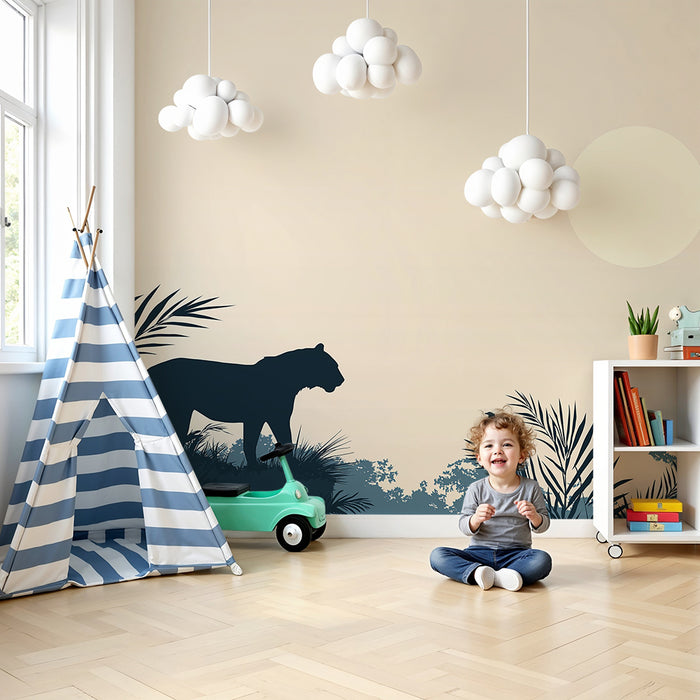 Gyermekszoba tapéta | Fenséges oroszlán a naplementében az dzsungelben