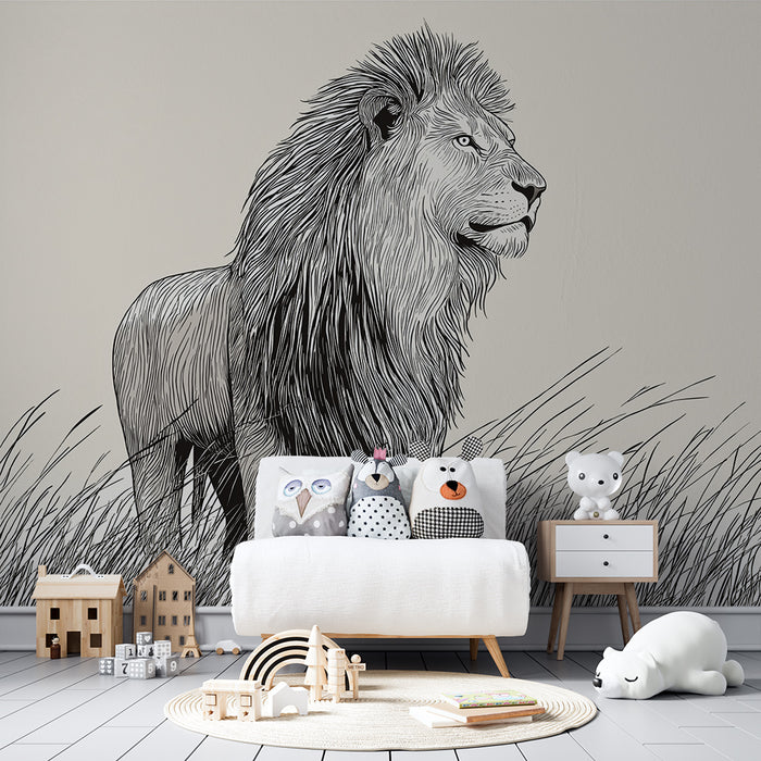 Detská izba tapeta | Majestátny lev na savane