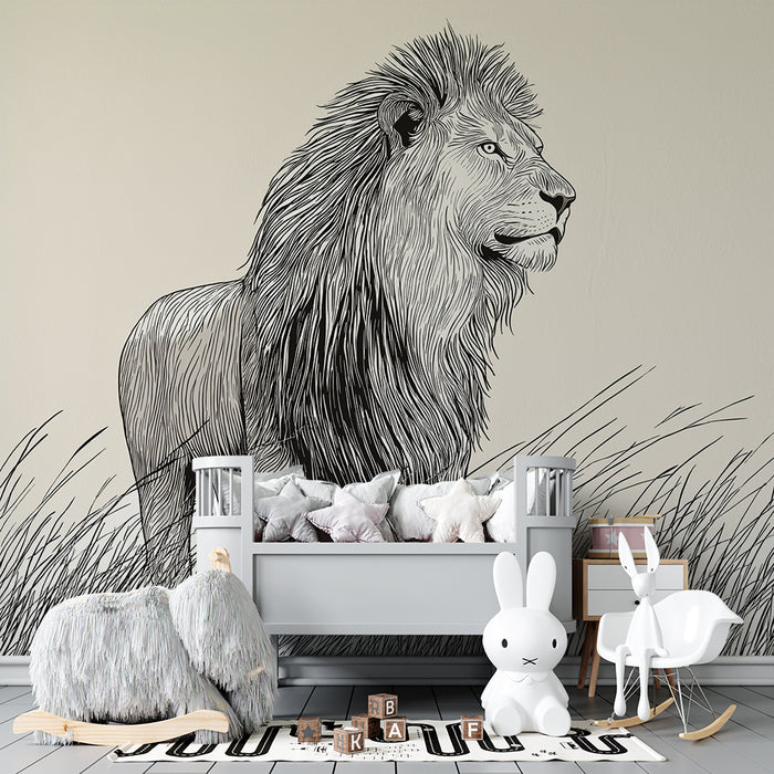 Detská izba tapeta | Majestátny lev na savane