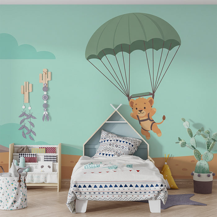 Barntapet | Lejon fallskärmshoppare i en blå himmel