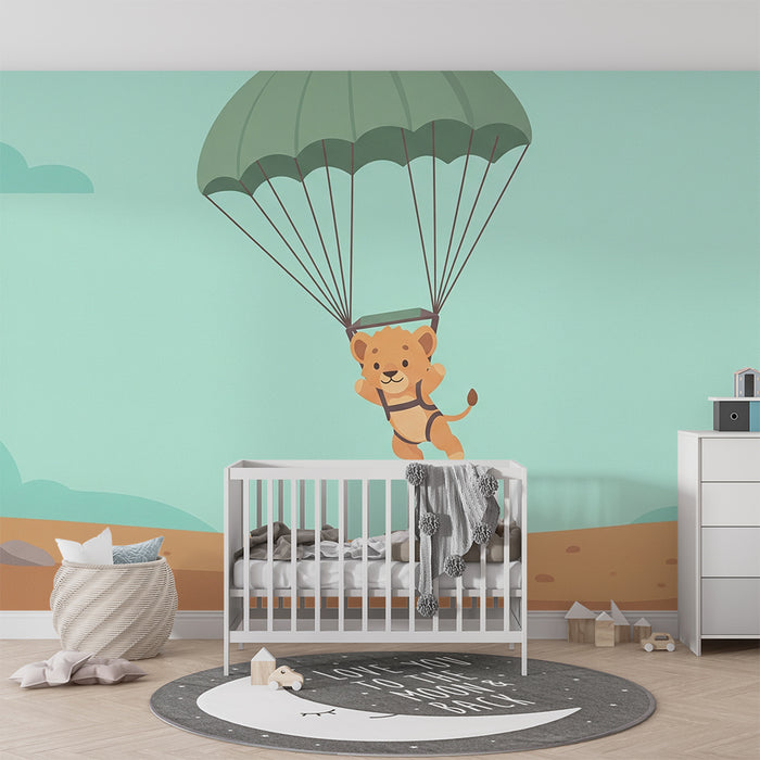 Barntapet | Lejon fallskärmshoppare i en blå himmel