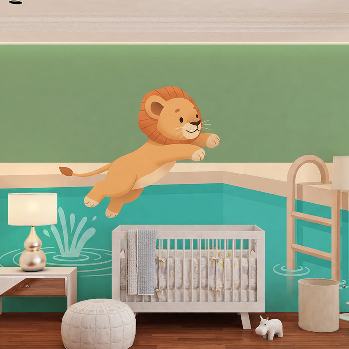 Barntapet | Lejon hoppar i poolen