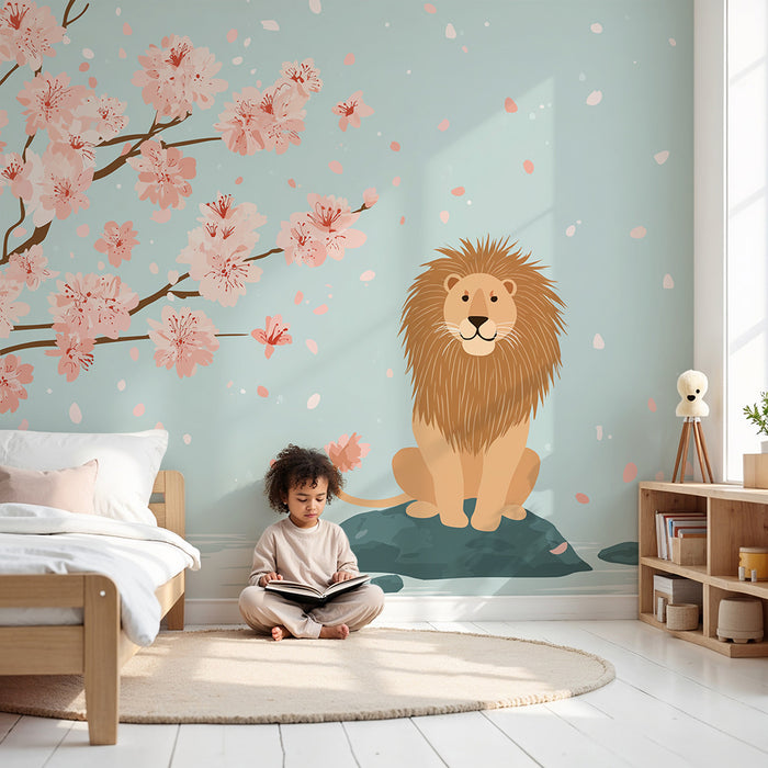 Barntapet | Lejon under körsbärsblommornas kronblad
