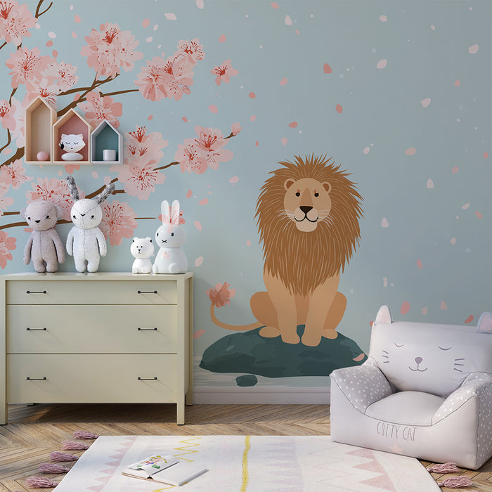 Barntapet | Lejon under körsbärsblommornas kronblad