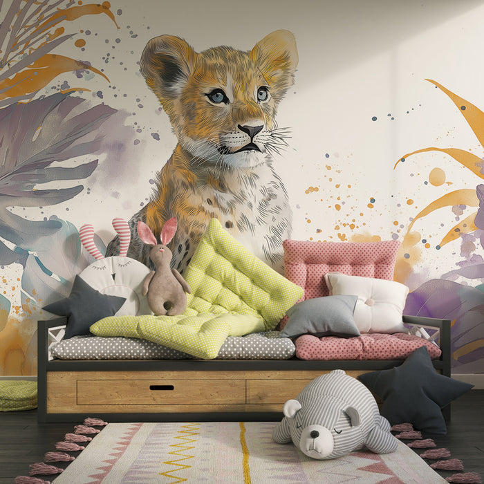 Kinderkamer behang | Leeuwtje in het hart van de jungle