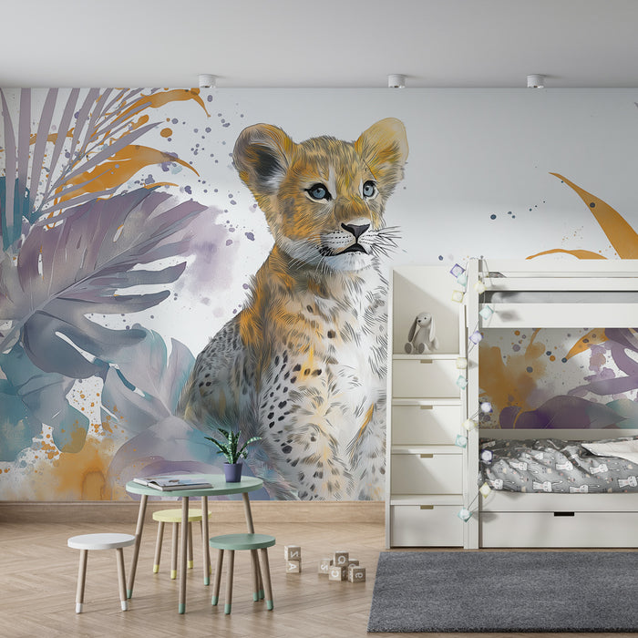 Kinderkamer behang | Leeuwtje in het hart van de jungle