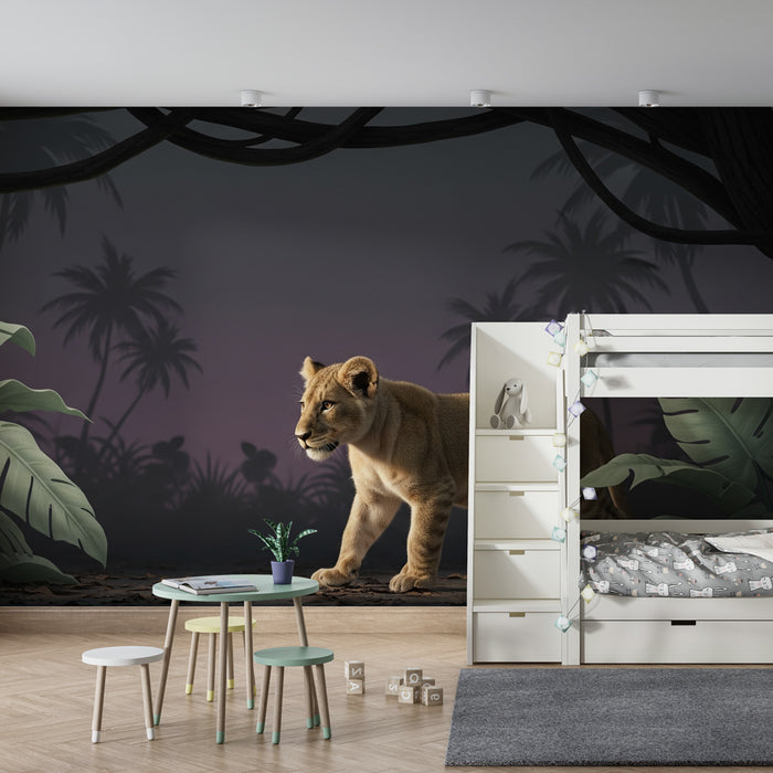 Kinderzimmer Tapete | Löwenbaby im Dschungel