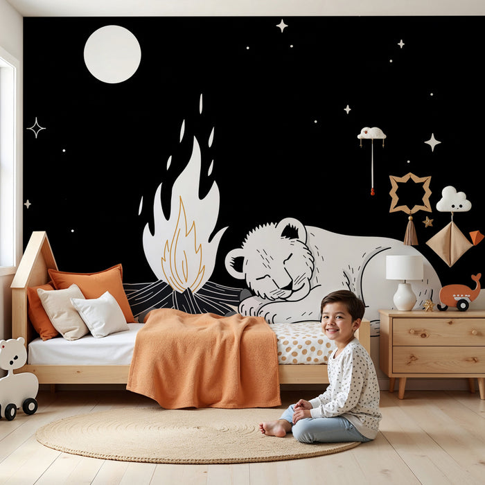 Barntapet | Sovande lejonunge under stjärnorna