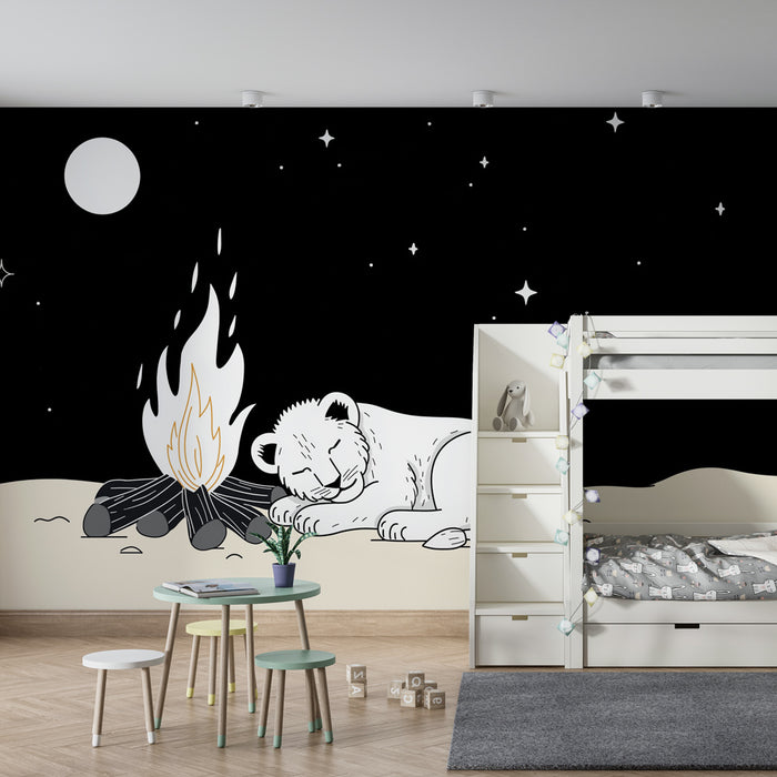 Barntapet | Sovande lejonunge under stjärnorna