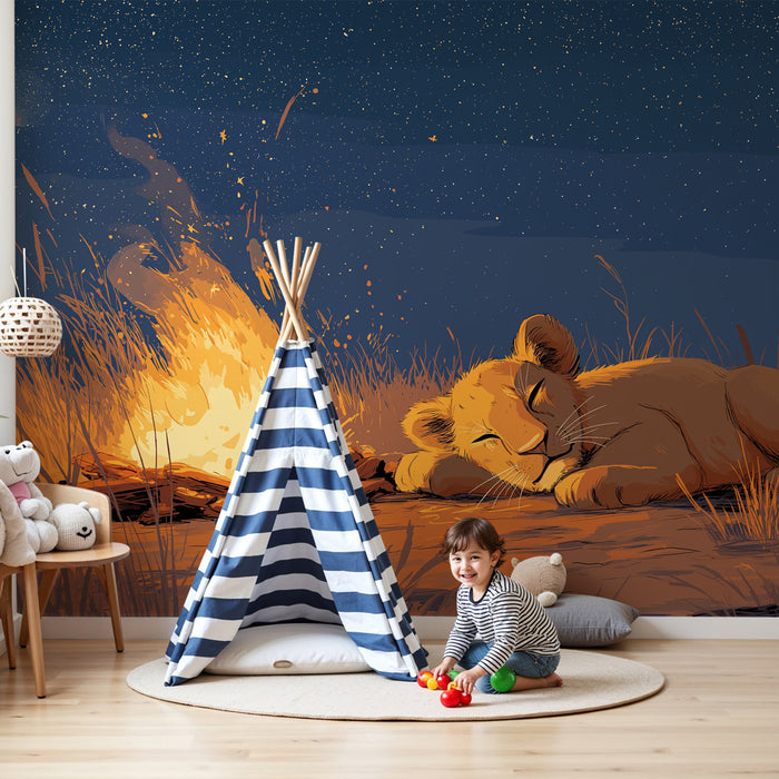 Papel de parede criança | Лъвче в покой под звездите