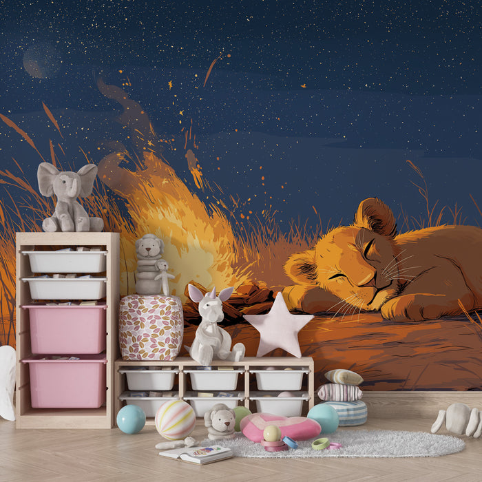Papel de parede criança | Лъвче в покой под звездите