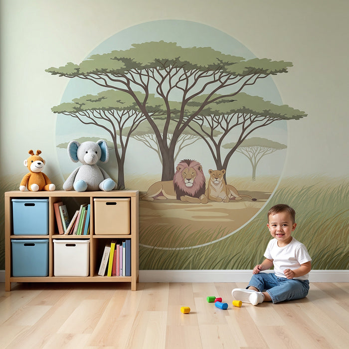 Gyermekszoba tapéta | Fenséges oroszlánok az afrikai szavannában