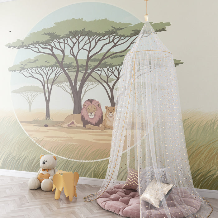 Gyermekszoba tapéta | Fenséges oroszlánok az afrikai szavannában